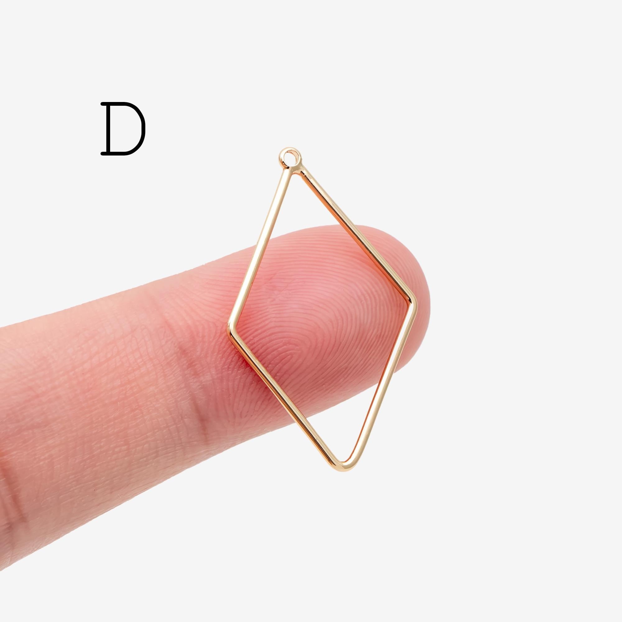 10pcs Gold/ Silver Tone Geometric Charms, 18K Gold/ Rhodium plated Brass Link Pendants, Teardrop Square Rhombus Triangle Heart (GB-368)